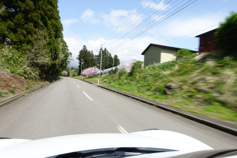 From the inside of a Boxster driving in Chokai Mt.