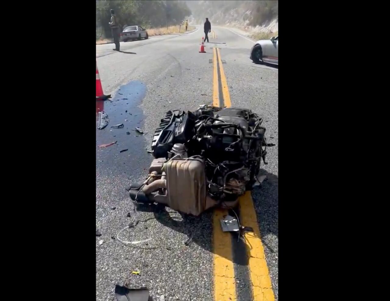 Engine of Porsche 911 accident